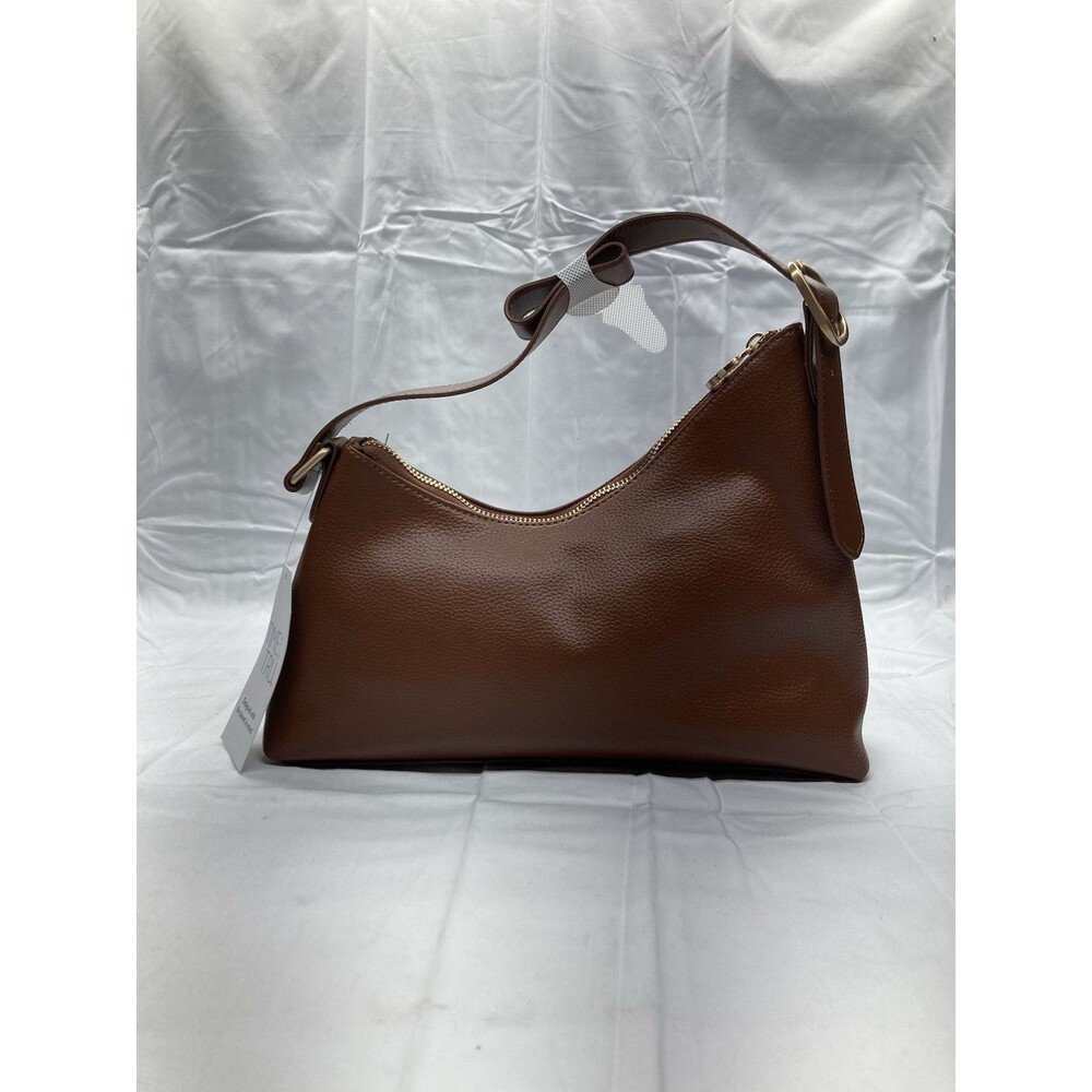 Time and Tru TT243129-BRN Brown Vinyl Adjustable Strap Women's Shoulder Handbag